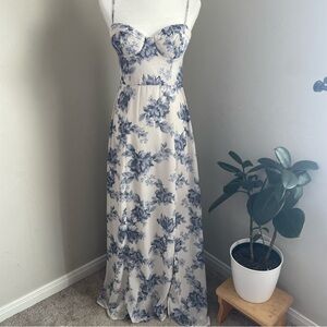 Windsor Blue Floral Maxi Dress Event Dress